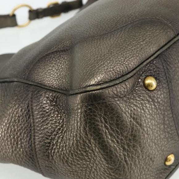 PRADA Shoulder Bag Leather Gold Auth 175839A