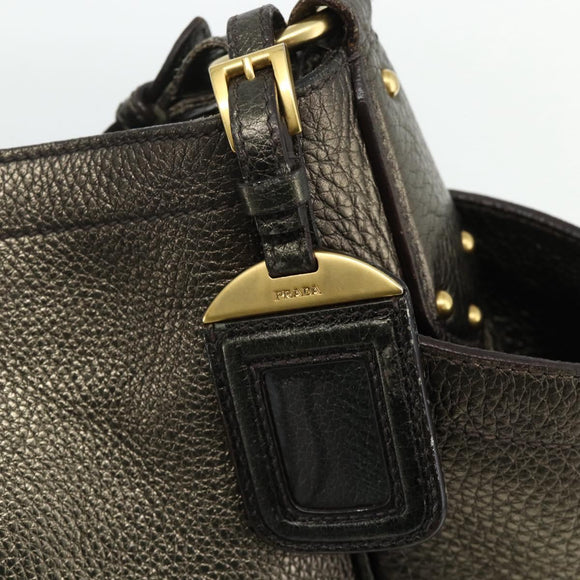 PRADA Shoulder Bag Leather Gold Auth 175839A