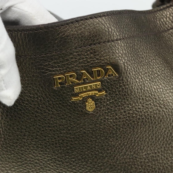 PRADA Shoulder Bag Leather Gold Auth 175839A