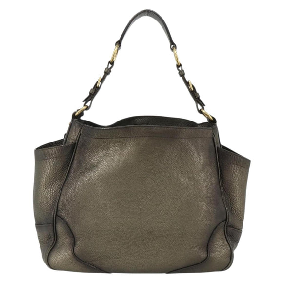PRADA Shoulder Bag Leather Gold Auth 175839A