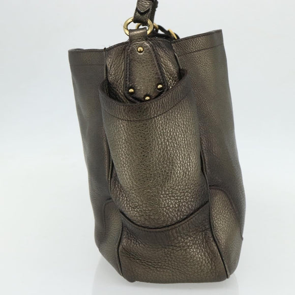 PRADA Shoulder Bag Leather Gold Auth 175839A