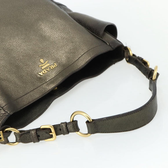 PRADA Shoulder Bag Leather Gold Auth 175839A