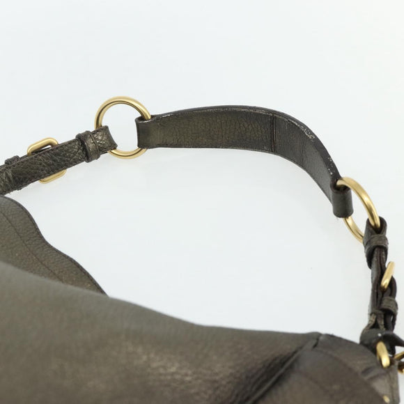 PRADA Shoulder Bag Leather Gold Auth 175839A
