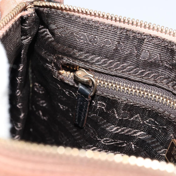 PRADA Accessory Pouch Nylon Pink Gold Auth 175840