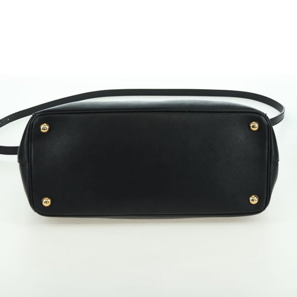 PRADA Galleria Hand Bag Safiano leather 2way Black Gold Auth 175843SAM