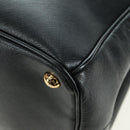 PRADA Galleria Hand Bag Safiano leather 2way Black Gold Auth 175843SAM-14