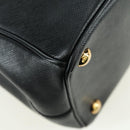 PRADA Galleria Hand Bag Safiano leather 2way Black Gold Auth 175843SAM-15