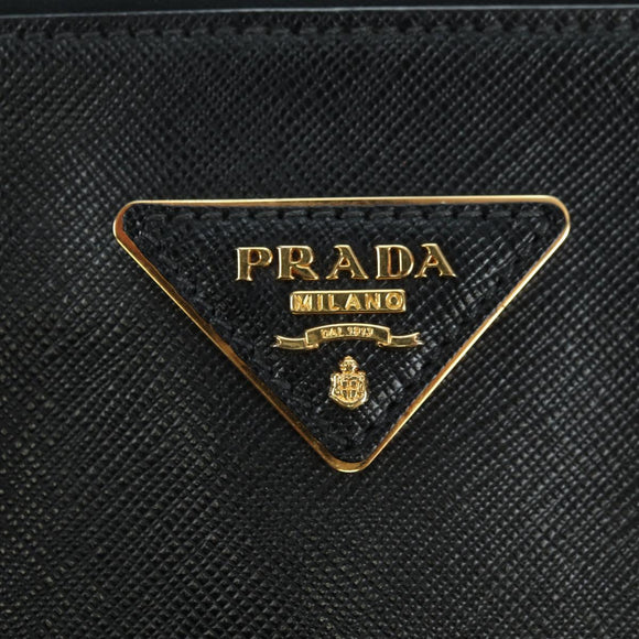 PRADA Galleria Hand Bag Safiano leather 2way Black Gold Auth 175843SAM