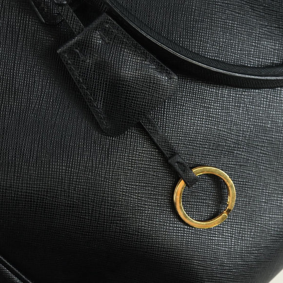 PRADA Galleria Hand Bag Safiano leather 2way Black Gold Auth 175843SAM