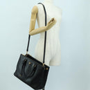 PRADA Galleria Hand Bag Safiano leather 2way Black Gold Auth 175843SAM-28