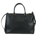 PRADA Galleria Hand Bag Safiano leather 2way Black Gold Auth 175843SAM-3