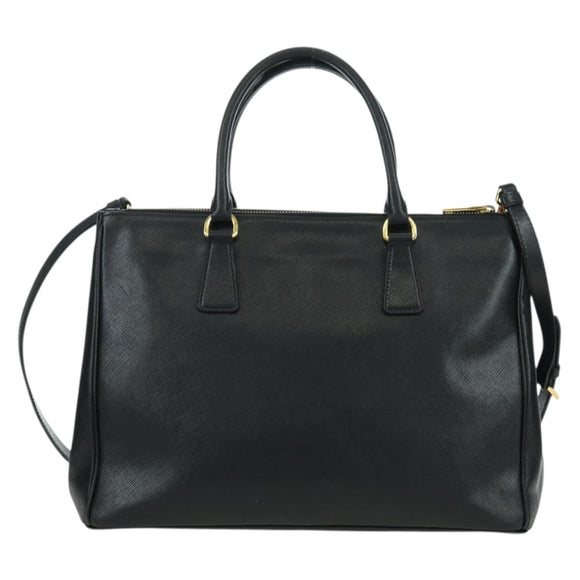 PRADA Galleria Hand Bag Safiano leather 2way Black Gold Auth 175843SAM