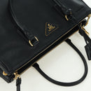 PRADA Galleria Hand Bag Safiano leather 2way Black Gold Auth 175843SAM-6