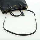 PRADA Galleria Hand Bag Safiano leather 2way Black Gold Auth 175843SAM-9