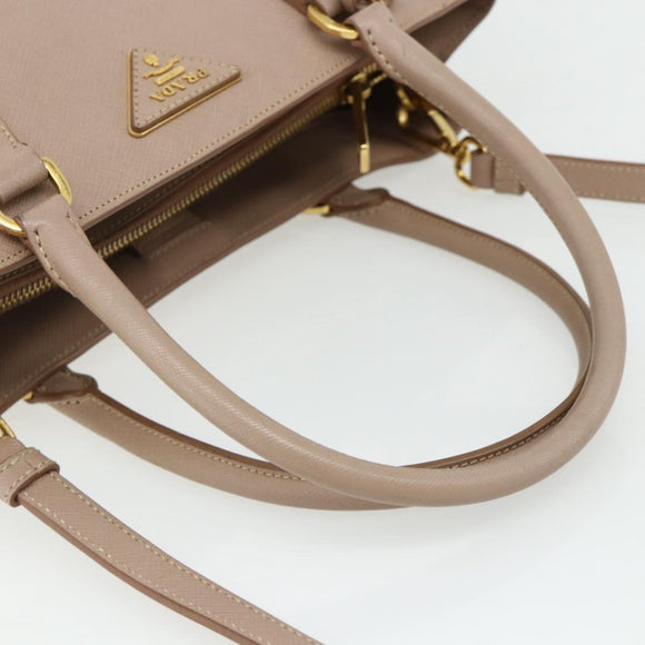 PRADA Galleria Hand Bag Safiano Leather 2way Pink Gold Auth 175845A