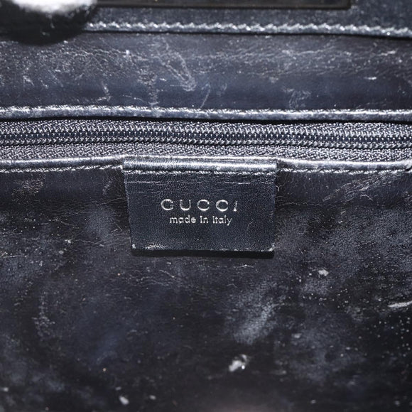 GUCCI Shoulder Bag Leather Black Silver 001 3043 Auth 175847