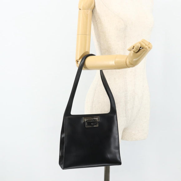 GUCCI Shoulder Bag Leather Black Silver 001 3043 Auth 175847