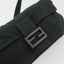 FENDI Mamma Baguette Shoulder Bag Cotton Gray Silver Auth 175848-17