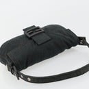 FENDI Mamma Baguette Shoulder Bag Cotton Gray Silver Auth 175848-6