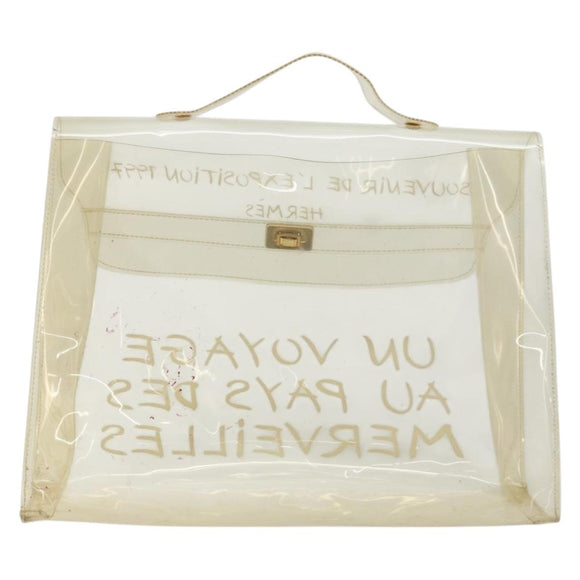 HERMES Vinyl Kelly Hand Bag Vinyl Clear Auth 175855