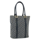 Christian Dior Trotter Canvas Tote Bag Navy Gold Auth 175856-1