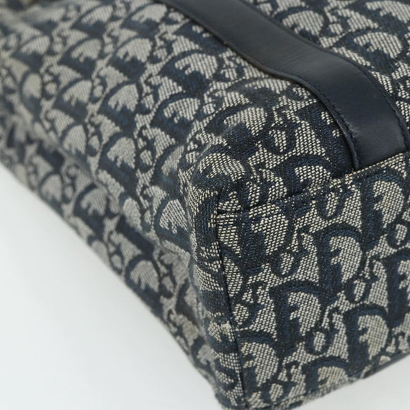 Christian Dior Trotter Canvas Tote Bag Navy Gold Auth 175856