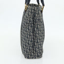 Christian Dior Trotter Canvas Tote Bag Navy Gold Auth 175856-4