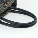 Christian Dior Trotter Canvas Tote Bag Navy Gold Auth 175856-7