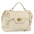 Miu Miu Hand Bag Leather 2way Ivory Gold Auth 175857-1