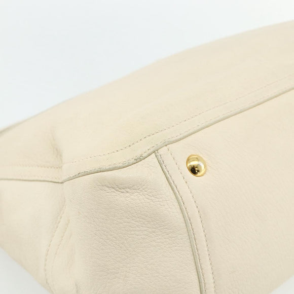 Miu Miu Hand Bag Leather 2way Ivory Gold Auth 175857