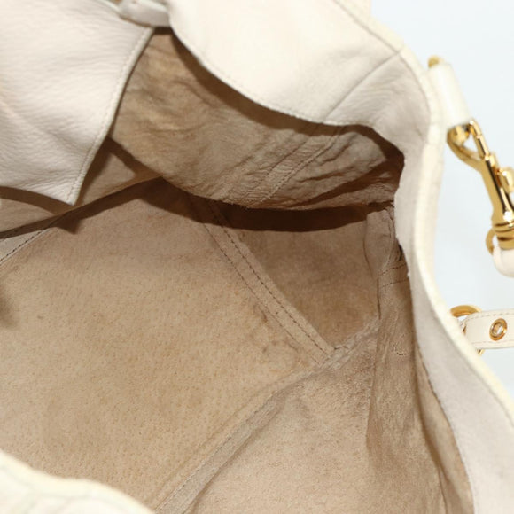 Miu Miu Hand Bag Leather 2way Ivory Gold Auth 175857
