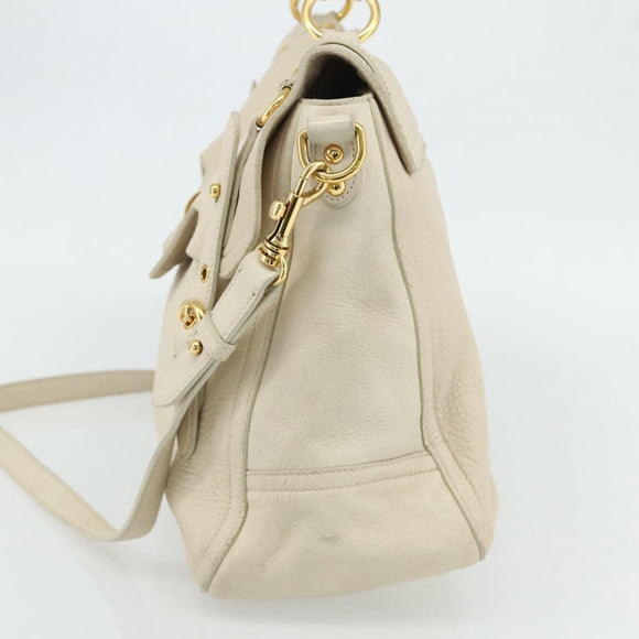 Miu Miu Hand Bag Leather 2way Ivory Gold Auth 175857