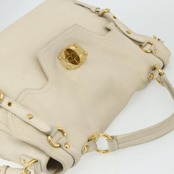 Miu Miu Hand Bag Leather 2way Ivory Gold Auth 175857