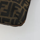 FENDI Zucca Canvas Shoulder Bag Black Brown Auth 175866-14