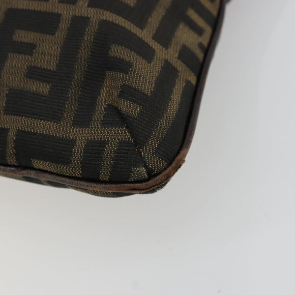 FENDI Zucca Canvas Shoulder Bag Black Brown Auth 175866