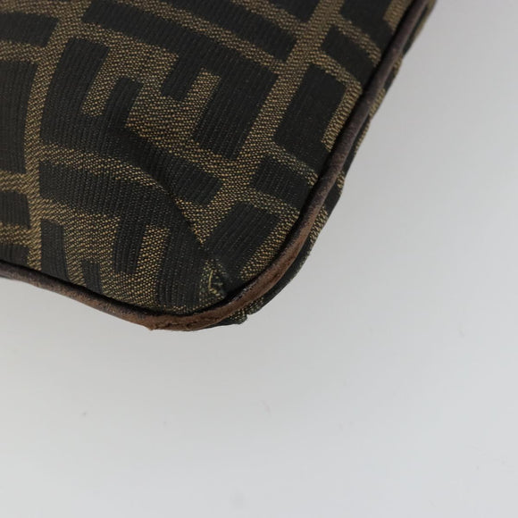 FENDI Zucca Canvas Shoulder Bag Black Brown Auth 175866