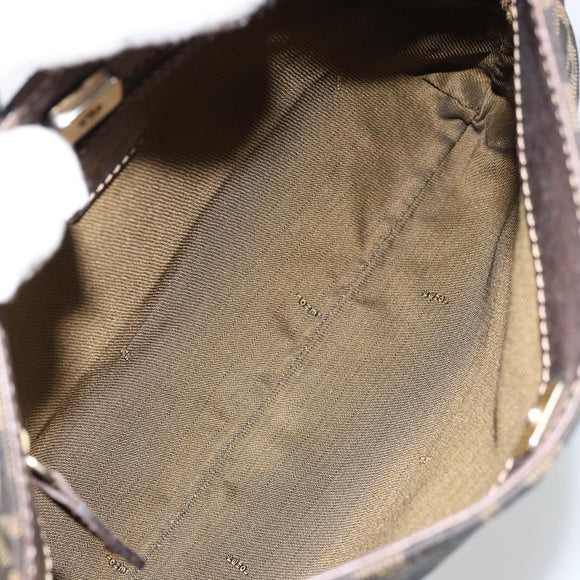 FENDI Zucca Canvas Shoulder Bag Black Brown Auth 175866