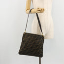 FENDI Zucca Canvas Shoulder Bag Black Brown Auth 175866-21