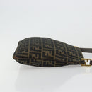 FENDI Zucca Canvas Shoulder Bag Black Brown Auth 175866-3