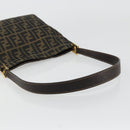 FENDI Zucca Canvas Shoulder Bag Black Brown Auth 175866-7