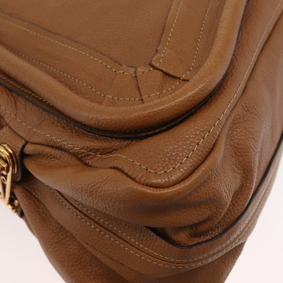 Chloe Paraty Hand Bag Leather 2way Brown Gold Auth 175870A