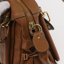 Chloe Paraty Hand Bag Leather 2way Brown Gold Auth 175870A-16