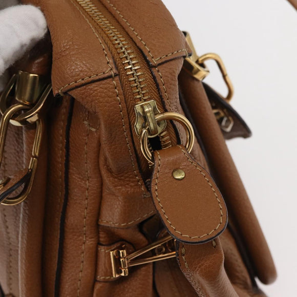 Chloe Paraty Hand Bag Leather 2way Brown Gold Auth 175870A
