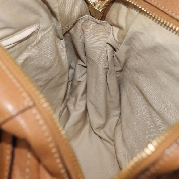 Chloe Paraty Hand Bag Leather 2way Brown Gold Auth 175870A