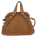 Chloe Paraty Hand Bag Leather 2way Brown Gold Auth 175870A-2
