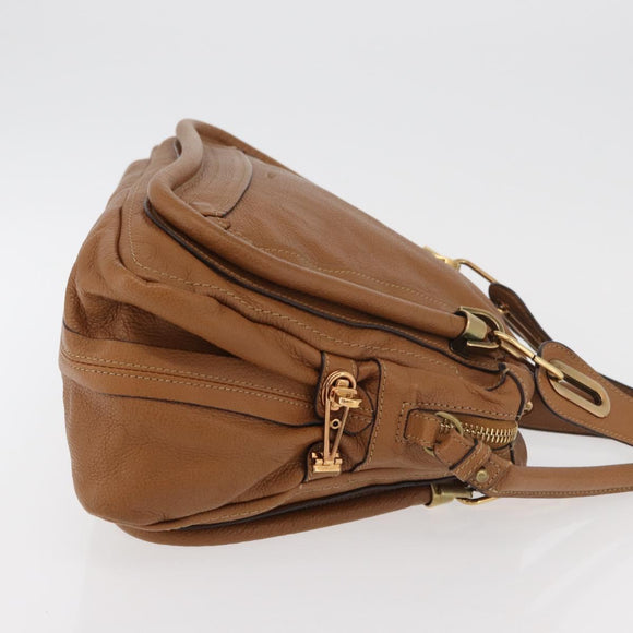 Chloe Paraty Hand Bag Leather 2way Brown Gold Auth 175870A