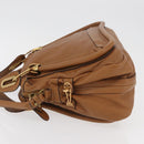 Chloe Paraty Hand Bag Leather 2way Brown Gold Auth 175870A-5