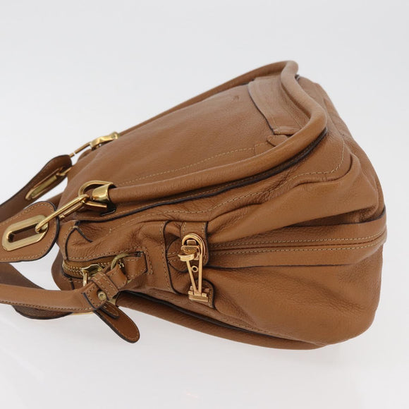Chloe Paraty Hand Bag Leather 2way Brown Gold Auth 175870A