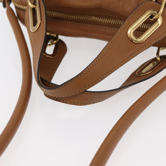 Chloe Paraty Hand Bag Leather 2way Brown Gold Auth 175870A