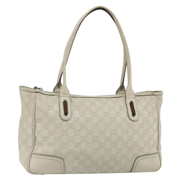 GUCCI GG Canvas Guccissima WebSherry Line Bag Leather Ivory 293599 Auth 175873